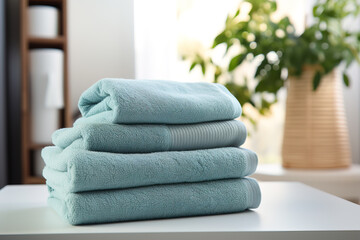 Fototapeta na wymiar Stack of clean towels