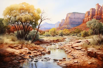 Foto op Plexiglas Watercolor painting, Arizona Landscape © IMAGE