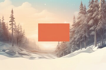 Winter sale poster mockup in scandinavian style with snowy valley.