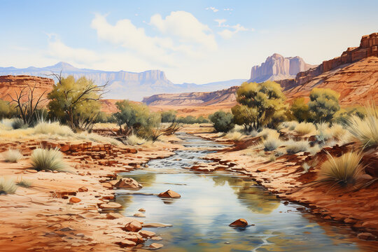 Watercolor painting, Arizona Landscape