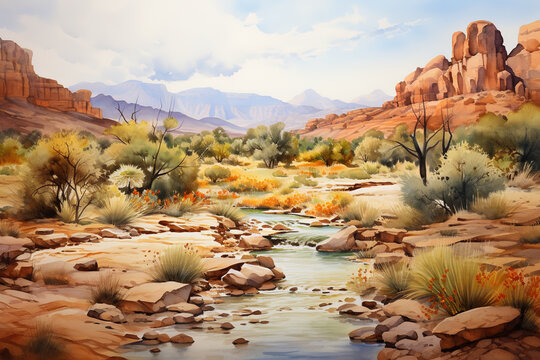 Watercolor painting, Arizona Landscape