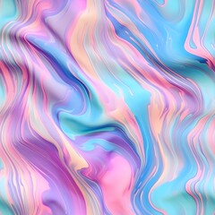 Obraz premium Seamless pattern of colorful dye on a colorful fabric in soft pastels, in the style of holographic. Generative AI