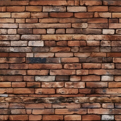 Fototapeta premium Seamless pattern that emulates the appearance of a brick wall with different brick sizes. Creating an vintage look of an old brick wall. Generative AI.
