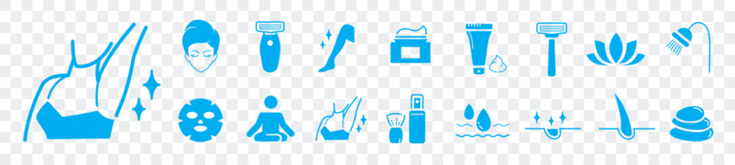 hair removal icons set, outline style spa