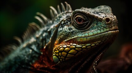 Fototapeta premium Amazing Close up photo an Iguana. Created with Generative AI Technology