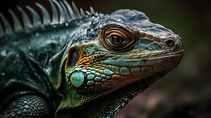 Fototapeta premium Amazing Close up photo an Iguana. Created with Generative AI Technology