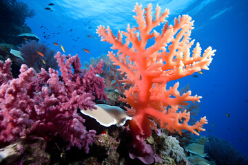 Coral reef background. Undersea tropical world