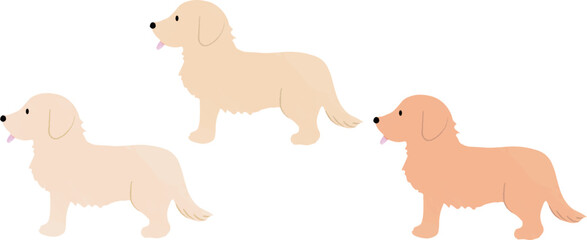 手書き風のシンプルなかわいいゴールデンレトリバーのイラスト 横向き　主線なし