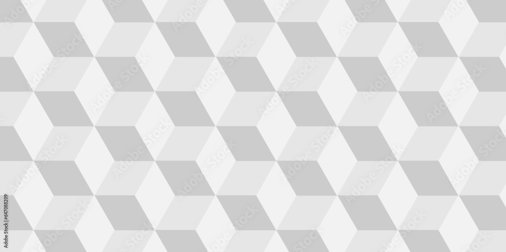 Wall mural seamless geometric pattern abstract background. abstract cubes geometric white and gray color hexago