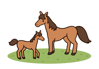 かわいい馬の親子