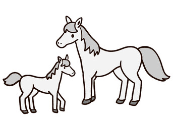 かわいい馬の親子