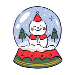 Cute snowman in snow globe