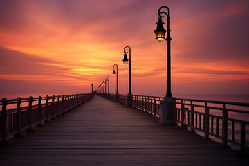 Obraz premium sunset at the pier