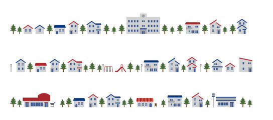 冬の街並みのイラストセット