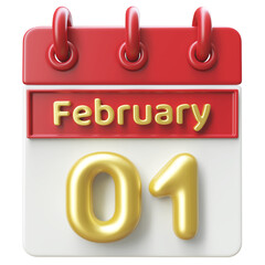 1st February -  Icon 3d Calendar of Day