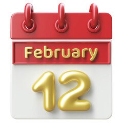 12th February -  Icon 3d Calendar of Day