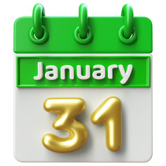 January 31st Calendar - Icon 3d Calendar