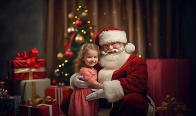 Obraz na płótnie Canvas Merry Christmas with Santa and child