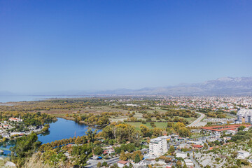 Fototapeta na wymiar Landscape view from above of Shkoder city in Albania.