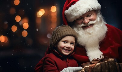 Merry Christmas with Santa and child