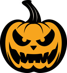 Halloween spooky pumpkin skull smile face vector illustration