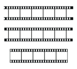 Movie film long strip, cinema or photograph camera long film strip, filmstrip roll frame vector illustration.