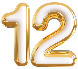 3d number 12 - gold number