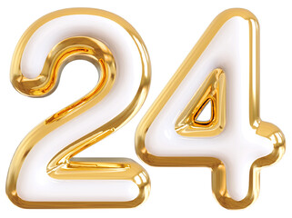 3d number 24 - gold number