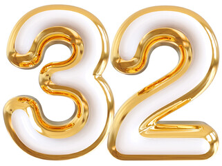 3d number 32 - gold number