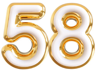 3d number 58 - gold number