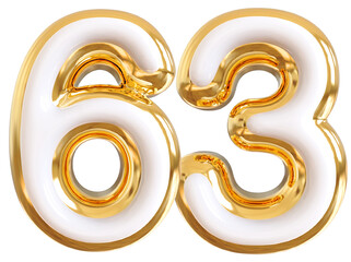 3d number 63 - gold number