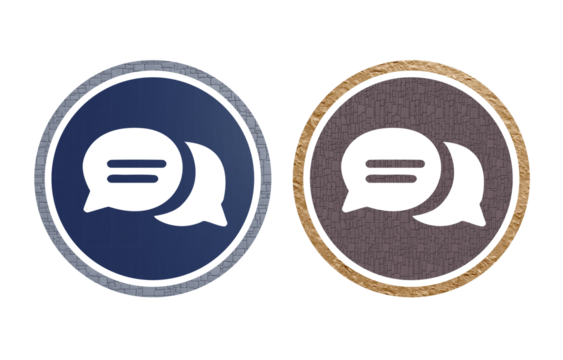 notification icon symbol blue and brown with texture