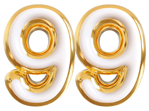 3d number 99 - gold number