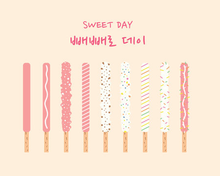 Assorted chocolate dipped biscuit, pepero snack _빼빼로 데이