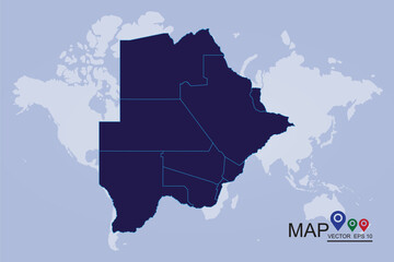 Botswana map - blue pastel graphic background - Vector