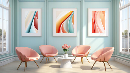 Stylish Room Interior Mockup, Modern Interior Design, 3D Render, 3D Illustration