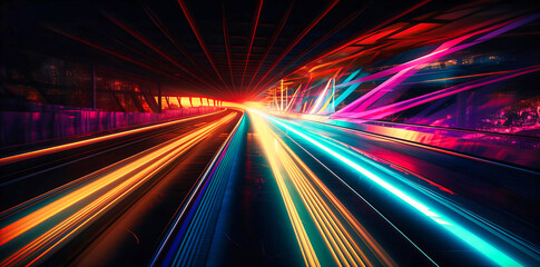 Fototapeta premium Captivating Slow-Motion Highway Light Streaks