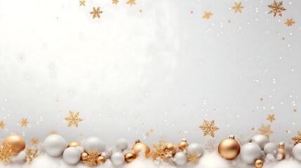 White Christmas background with christmas decorations and space for text