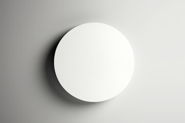 An aerial view of a white circle podium, perfect for minimal flat lay product displays against a clean white or light gray backdrop. Made with generative AI technology