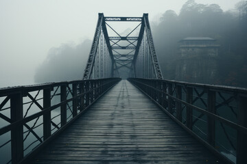 Fototapeta premium Minimalist bridge spanning a calm river, Generative AI