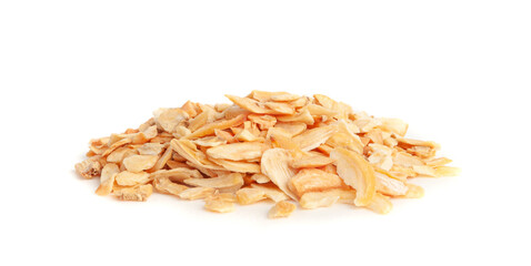 Dry Garlic Slices, Crispy Fried Cloves Pile Closeup, Roasted Grilled Garlic Flakes, Clove Chip Group