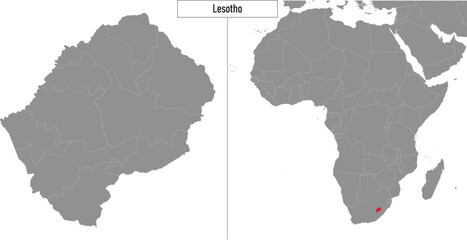 map of Lesotho and location on Africa map