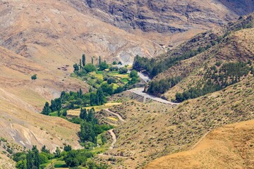 view of the road in Tizi n'Tichka pass in atlas mountain, morocco