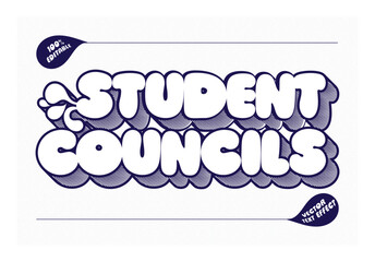 Student Councils Text, 3D Text Style Effect Editable with Line Shadows