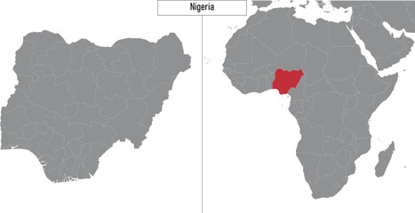 map of Nigeria and location on Africa map
