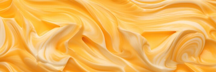 Close Up Texture Of Mango Sorbet Ice Cream Banner Panorama