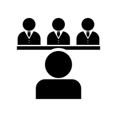 Interview silhouette icon. Applicant and interviewer. Vector.