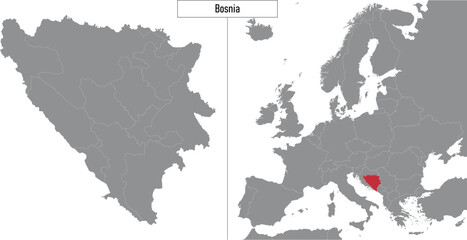 map of Bosnia and location on Europe map