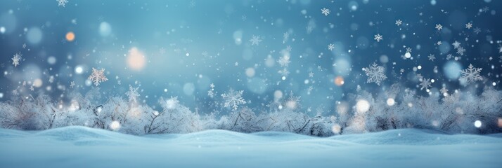 Fototapeta na wymiar Snow falling, Winter background, Christmas greeting card template, banner