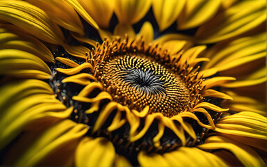 Sunflower, macro perspective with high contrast